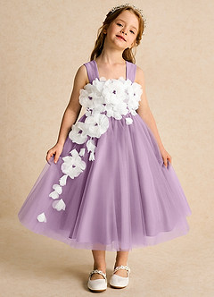 Azazie Dovey Flower Girl Dresses Wisteria Ball-Gown Bow Tulle Dress image2
