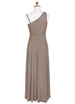 Azazie Brooke Junior Taupe A-Line Pleated Mesh Dress image6