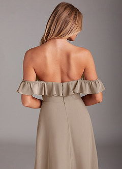 Azazie Lyra Bridesmaid Dresses Taupe A-Line Chiffon Convertible Dress image8