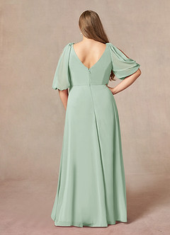 Azazie Bronwyn Mother of the Bride Dresses Agave A-Line V-Neck Ruched Chiffon Dress image7