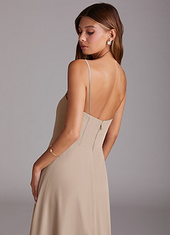 Azazie Wren Bridesmaid Dresses Taupe A-Line Strapless Chiffon Dress image7