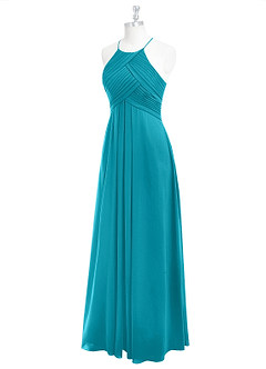 Azazie Ginger Bridesmaid Dresses Jade A-Line Halter Pleated Chiffon Dress image8