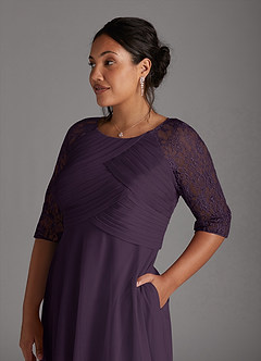 Azazie Gracelyn Mother of the Bride Dresses Plum A-Line Lace Dress image11