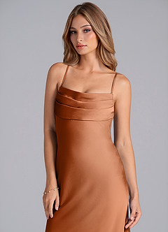 Azazie Seema Abiti da Damigella Abito Sirena in Raso Elasticizzato Corsetto Rame image2