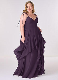 Barbie ♥ Azazie Bridesmaid Dresses Plum A-Line Bow Chiffon Dress image6