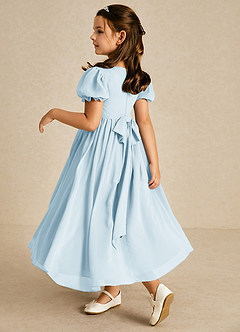 Azazie Joss Flower Girl Dresses Sky Blue A-Line with Sleeves Chiffon Dress image2