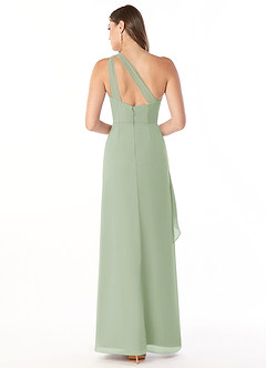 Azazie Maive Bridesmaid Dresses Dusty Sage Sheath Pleated Ruffle Chiffon Dress image2
