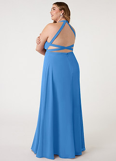 Azazie Clarice Bridesmaid Dresses Blue Jay A-Line Halter Chiffon Dress image12