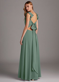 Azazie Arela Final Sale Black A-Line Ruched Stretch Chiffon Dress image2