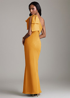 Azazie Yuanna Bridesmaid Dresses Butterscotch Mermaid One Shoulder Chiffon Dress image2