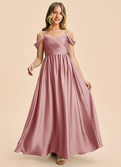 Azazie Rayne Junior Vestido Rosa Polvorienta de Satén Elástico de Corte en A con Escote corazón image6