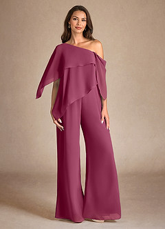 Azazie Halima Mother of the Bride Dresses Mulberry Jumpsuit/Pantsuit Side Slit Chiffon Dress image1