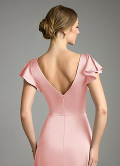 Azazie Omari Vestidos de damas de honor Vestido de Rosa Empolvado de Satén Elástico de Corte en A image13