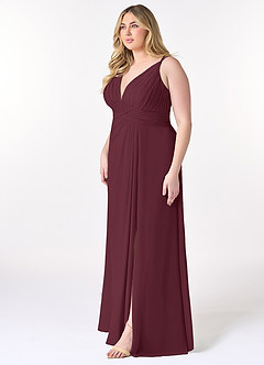 Azazie Maren Allure Bridesmaid Dresses Cabernet A-Line V-Neck Lace Chiffon Dress image8