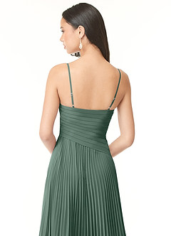 Azazie Vini Robes de demoiselle d'honneur Robe Trapèze en Mousseline de soie Col V plissé Mousse De Mer image5