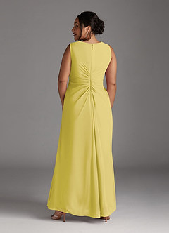 Azazie Manuella Mère de la mariée Robes Robe Trapèze en Mousseline de soie Col V plissé Canari image14