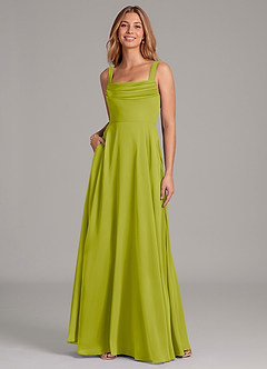 Azazie Shaude Bridesmaid Dresses Lemongrass A-Line Pleated Chiffon Dress image3