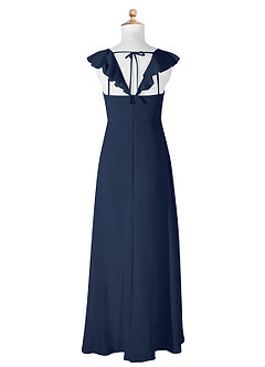 Azazie Amada Junior Dark Navy A-Line Ruched Chiffon Dress image6