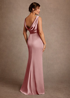 Azazie Baltimore Mother of the Bride Dresses Dusty Rose A-Line Pleated Stretch Satin Dress image2