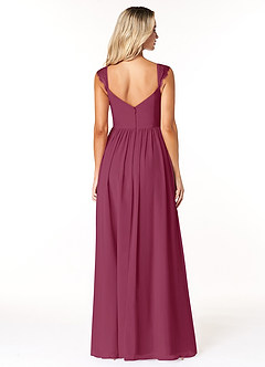 Azazie Cleobella Brautjungfernkleider A-Linie Herzchen Spitze Chiffon Kleid Maulbeerrot image2