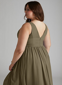 Azazie Yetta Abiti da damigella d'onore premaman Abito A-Line Arricciato con Scollo a V Chiffon Floor-Length image11