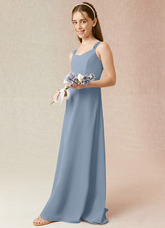 Azazie Denice Junior Dusty Blue A-Line Chiffon Dress image5