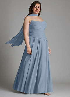 Azazie Gabriela Bridesmaid Dresses Dusty Blue A-Line Corset Chiffon Dress image19