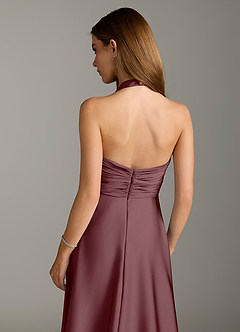 Azazie Tessie Robes de demoiselle d'honneur Robe Trapèze en Satin extensible Plissée Sangria image7