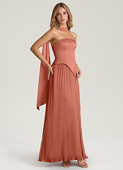 Azazie Tierney Brudtärnklänningar Klänning av A-Linje i Chiffong Axelbandslös Lera Konvertibel image7