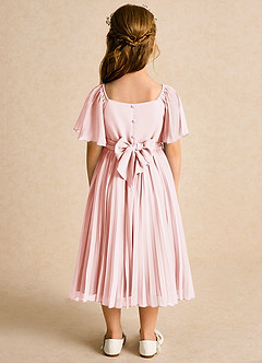 Azazie Gisele Flower Girl Dresses Blushing Pink A-Line Pleated Chiffon Dress image6