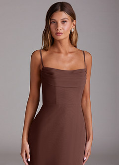 Azazie Saige Bridesmaid Dresses Espresso A-Line Off the Shoulder Chiffon Convertible Dress image2