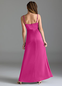 Azazie Maci Junior Fuchsia Mermaid Pleated Stretch Satin Dress image2