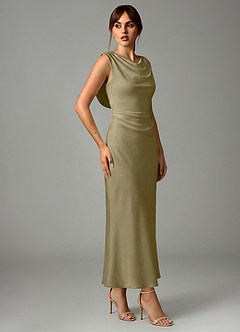 Azazie Kieryn Morsiusneito Mekot Mrenneito Pliseerattu Joustava satiini Nilkan pituus Pukeutua image4