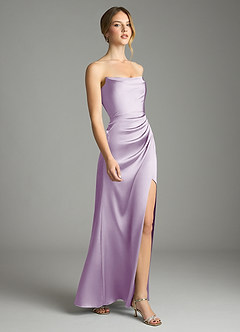 Azazie Leonis Bridesmaid Dresses Frosted Lilac Mermaid Pleated Stretch Satin Convertible Dress image6
