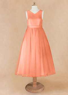 Azazie Marlee Final Sale Sunset A-Line Pleated Matte Satin Dress image7