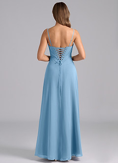 Azazie Valentine Bridesmaid Dresses Steel Blue A-Line Corset Chiffon Dress image2