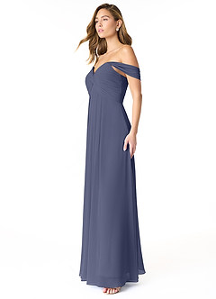 Azazie Kaitlynn Bridesmaid Dresses Stormy Empire Ruched Chiffon Convertible Dress image4