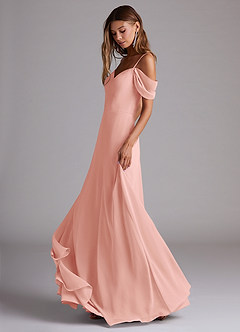 Azazie Marley Bridesmaid Dresses Rosette A-Line Off the Shoulder Chiffon Convertible Dress image3