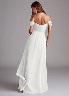 Azazie Marley Robes de demoiselle d'honneur Robe Trapèze Convertible en Mousseline de soie Épaule décolletée Blanc image2