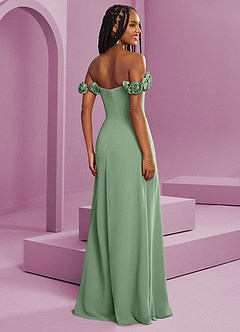 Barbie ♥ Azazie Brautjungfernkleider Wandelbar A-Linie Schulterfrei Chiffon Kleid Matcha image9