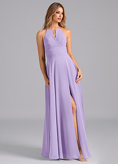 Azazie Denver Bridesmaid Dresses Lilac A-Line Pleated Chiffon Dress image5