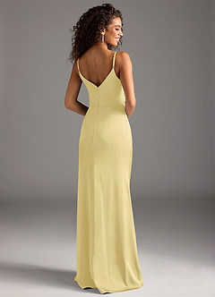 Azazie Deandra Robes de demoiselle d'honneur Robe Sirène en Satin extensible Plissée Sorbet Citron image2