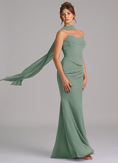 Azazie Sorrel Robes de demoiselle d'honneur Robe Sirène en Mousseline de soie Corset Sauge D'argent image3
