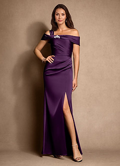Azazie Altonia vestidos de madre de la novia Vestido de Uva de Satén Elástico de Sirena con Vestidos sin tirantes image1