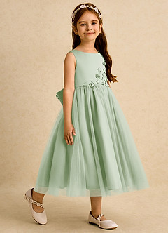 Azazie Malva Robe Demoiselle D'honneur Fillette Robe Princesse en Tulle Arc Vert Sauge image6
