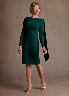 Azazie Merian Suknie dla Matki Panny Młodej Kolumna Pofałdowany Rozciągliwy Krep Długość do kolan Sukienka image3