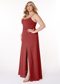 Azazie Moira Bridesmaid Dresses Rust A-Line Scoop Chiffon Dress image10