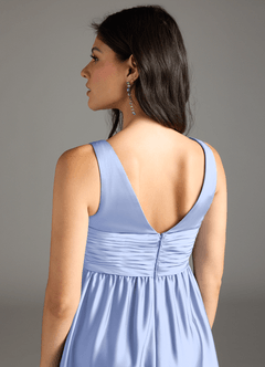 Azazie Yetta Maternity Bridesmaid Dresses A-Line Pleated Stretch Satin Floor-Length Dress image5