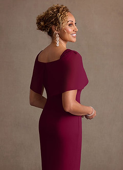Azazie Deirdre Moeder van de bruid jurken Kolom Jurk van Stretch crêpe Geplooide Bourgondië image6