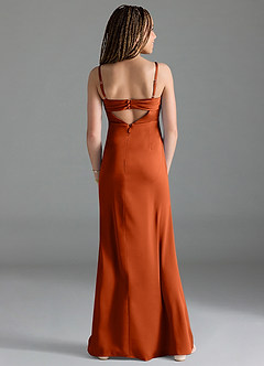 Azazie Leonis Junior Paprika A-Line Pleated Stretch Satin Dress image2